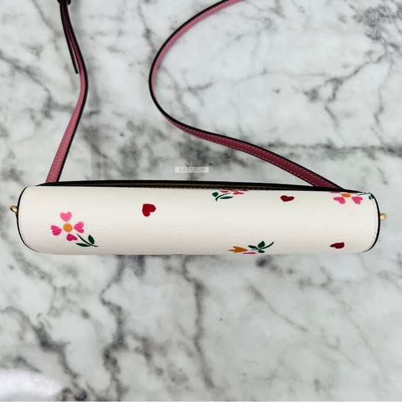 Anna Foldover Clutch Crossbody With Heart Petal Print Chalk Multi - Picture 2 of 10